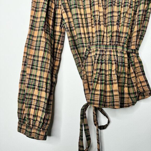 Doen Palmera Top Long Sleeve in Promenade Plaid Cotton Size Small - Picture 9 of 12